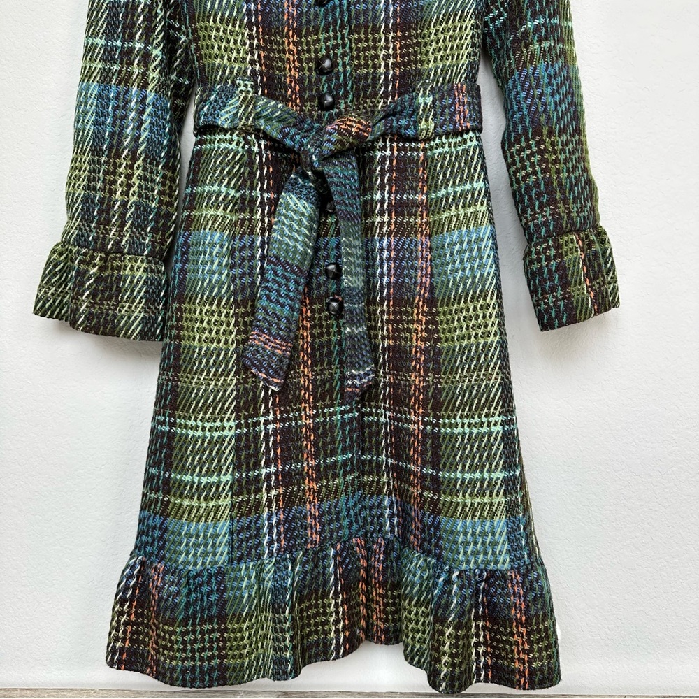 Anthropologie Elevenses Wool Blend Plaid Long Coat 4 - Picture 6 of 16